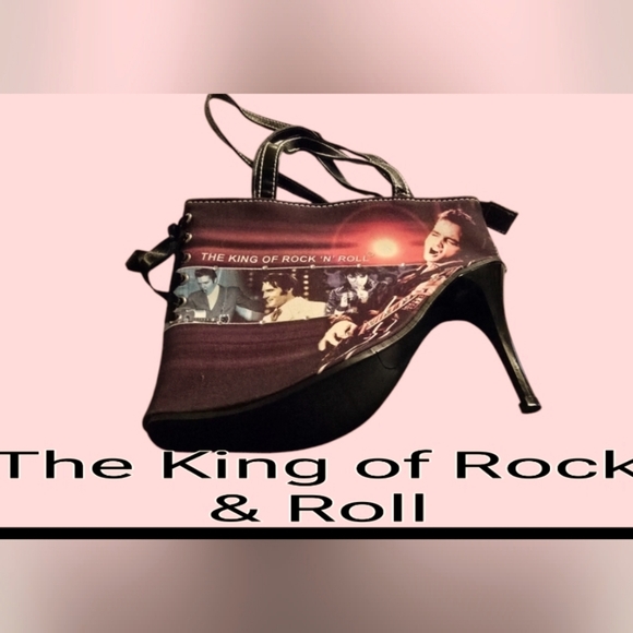 Graceland Elvis Presley by Ashley M. Handbags - Purse, Elvis Presley~"The King of Rock & Roll Heel Purse"  7-1/2 L x9-1/2" NWOT
